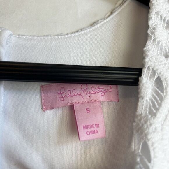 Lilly Pulitzer Size Small Dress Marquette White /Gold Tassel Trim Crochet Lace - Picture 5 of 9